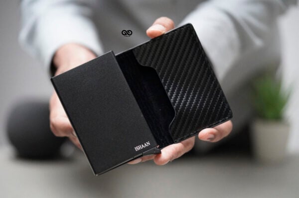 Personalized Slim Carbon Fiber Leather Card Holder with Single Slot Wallet - Image 12
