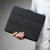 iPad Pro 13 inch (M4 Chip 2024) Black Bumper leather Case with transparent back and camera shutter