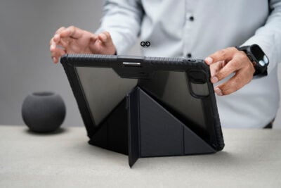 iPad Pro 13 inch (M4 Chip 2024) Black Bumper leather Case with transparent back and camera shutter