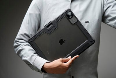 iPad Pro 13 inch (M4 Chip 2024) Black Bumper leather Case with transparent back and camera shutter