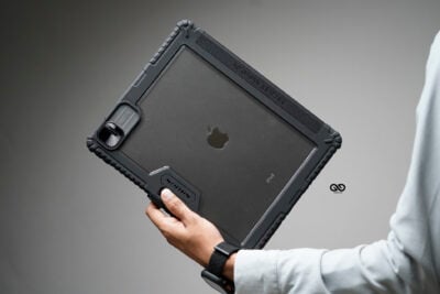 iPad Pro 13 inch (M4 Chip 2024) Black Bumper leather Case with transparent back and camera shutter