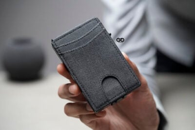 Grey Texture Ultra Slim Wallet With Money Clip