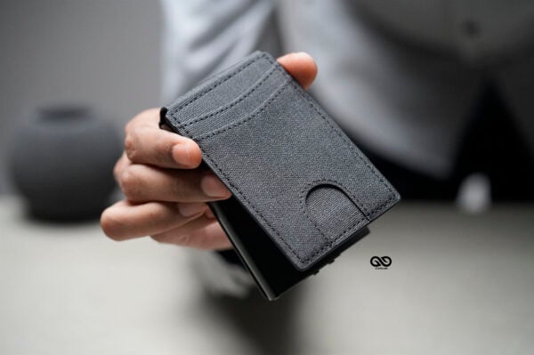 Grey Texture Ultra Slim Wallet With Money Clip