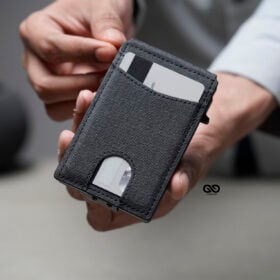 Personalized Grey Texture Ultra Slim Wallet With Money Clip