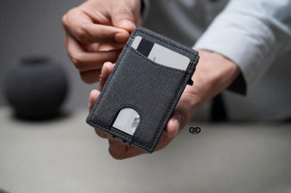 Grey Texture Ultra Slim Wallet With Money Clip - Image 5