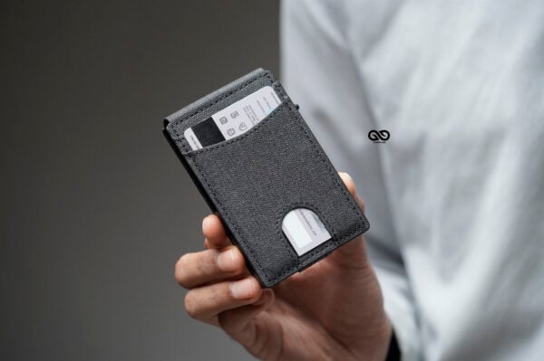 Grey Texture Ultra Slim Wallet With Money Clip - Image 4