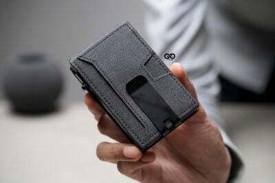 Grey Texture Ultra Slim Wallet With Money Clip