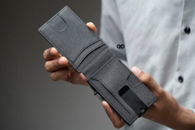 Grey Texture Ultra Slim Wallet With Money Clip