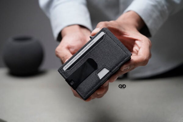 Grey Texture Ultra Slim Wallet With Money Clip - Image 7
