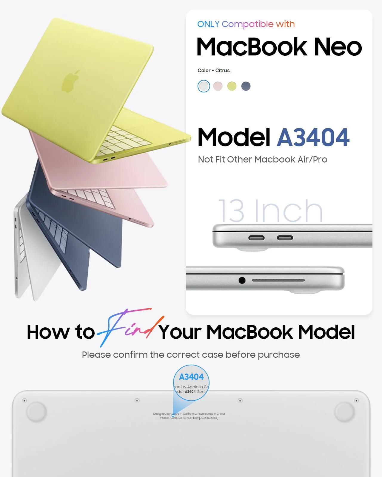 Case For MacBook Neo 13 inch with A18 Pro Chip A3404 (Without Logo cut) 2 Case For MacBook Neo 13 inch with A18 Pro Chip A3404 (Without Logo cut) - Image 2