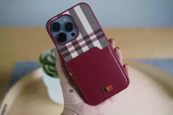 Chequered Leather Case with Card Slot - Image 33