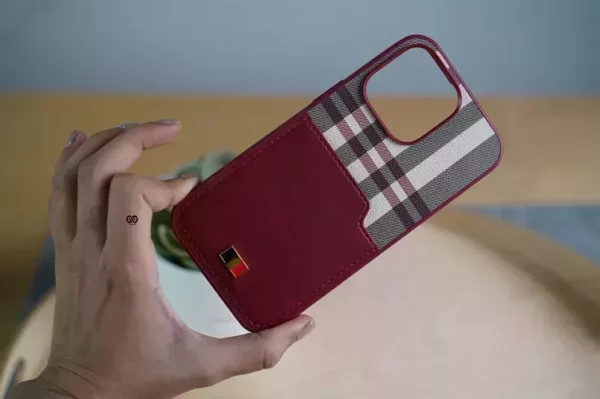 Chequered Leather Case with Card Slot - Image 45