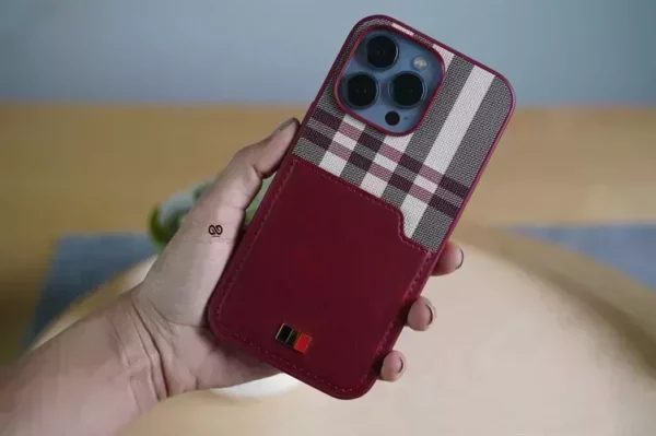 Chequered Leather Case with Card Slot - Image 36