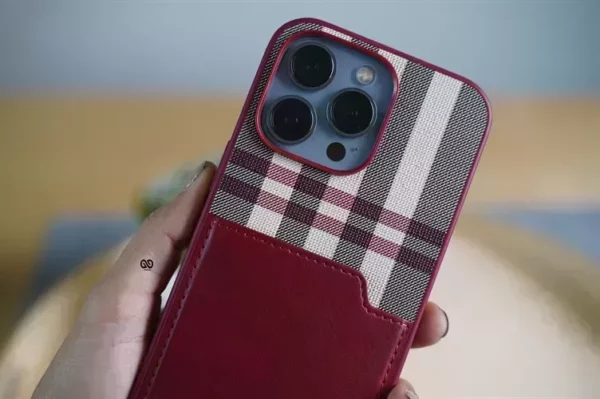 Chequered Leather Case with Card Slot - Image 37