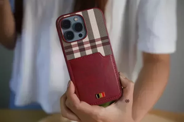 Chequered Leather Case with Card Slot - Image 38