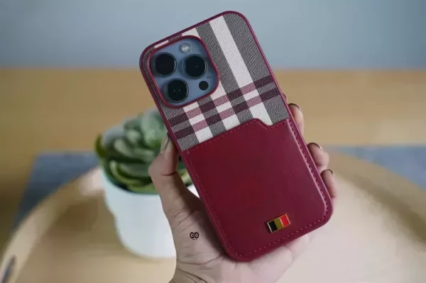 Chequered Leather Case with Card Slot - Image 39