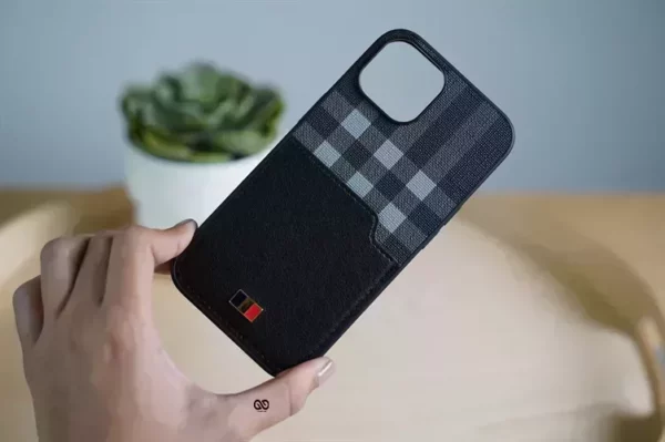 Chequered Leather Case with Card Slot - Image 32