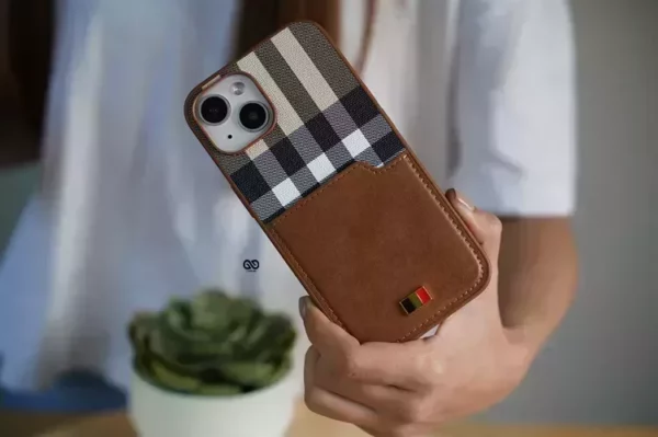Chequered Leather Case with Card Slot - Image 29