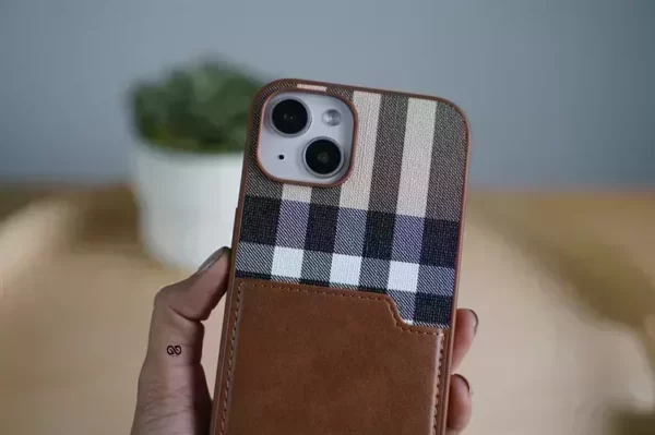 Chequered Leather Case with Card Slot - Image 26