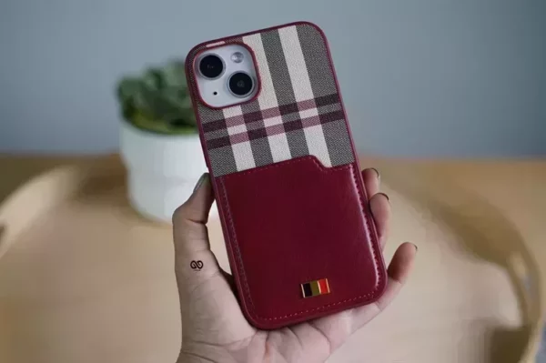 Chequered Leather Case with Card Slot - Image 15