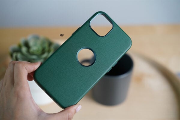 Grainy Textured Vegan Leather Case with Logo Cut for iPhone 13 - Image 34