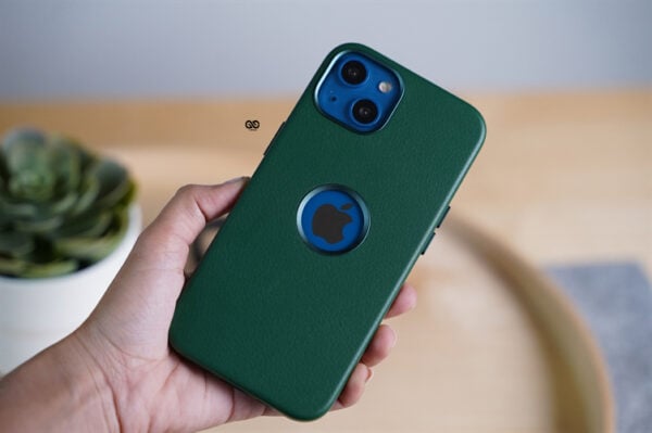 Grainy Textured Vegan Leather Case with Logo Cut for iPhone 13 - Image 33