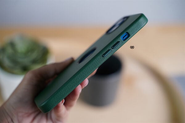 Grainy Textured Vegan Leather Case with Logo Cut for iPhone 13 - Image 27